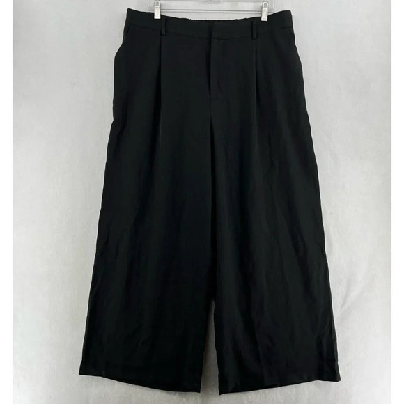 Cider Pants Women's Sz 1XL Black High-Rise Cropped Wide Leg Elastic Waist - Picture 1 of 13